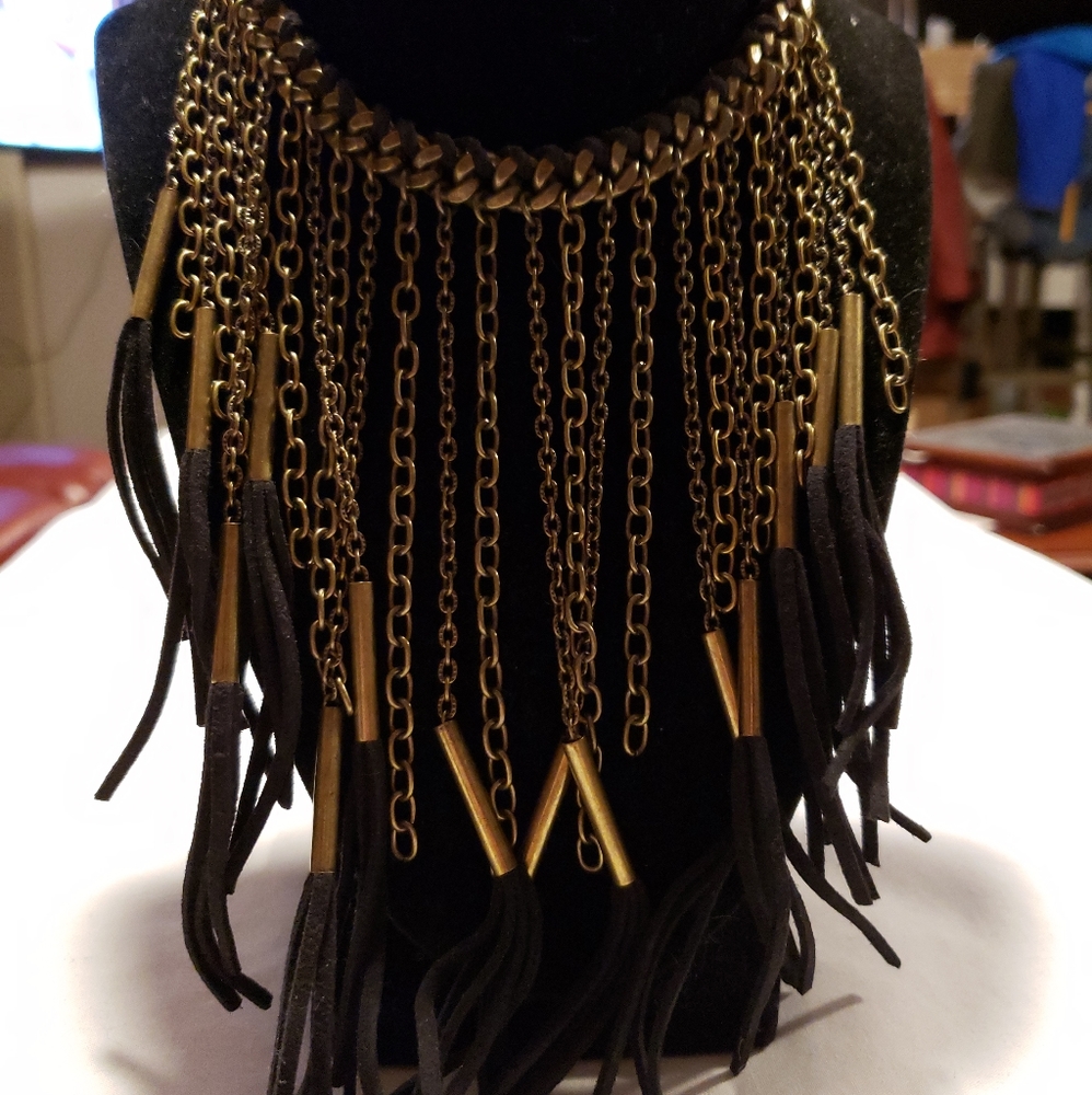 Leather & Chain Collar Necklace